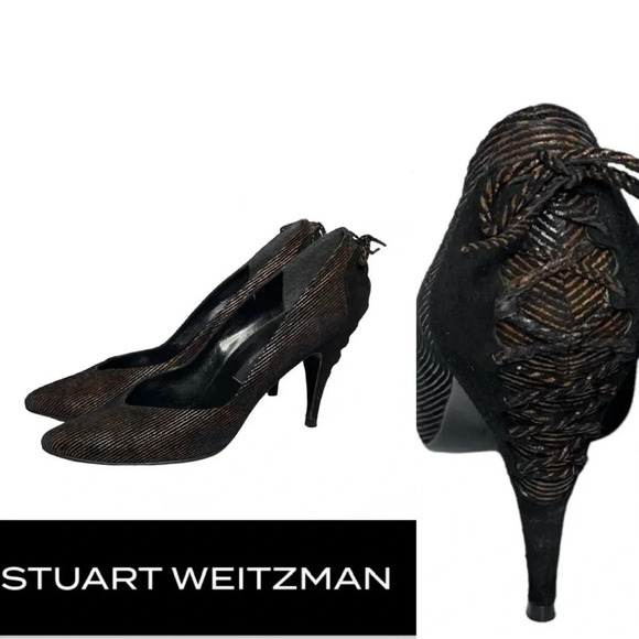 Stuart Weitzman | Suede 4” Heels Evening Wear Bow VTG 80’s - Picture 2 of 9